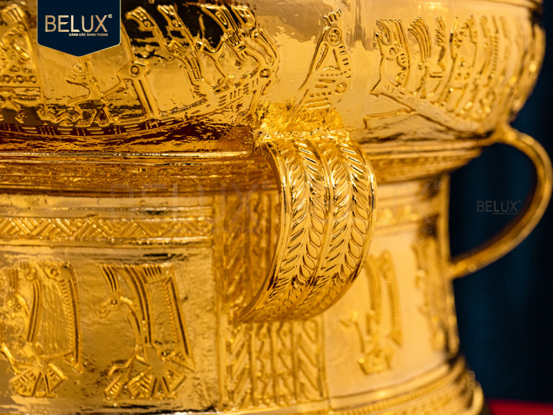 Quả trống đồng lưu niệm mạ vàng 24k các kích thước